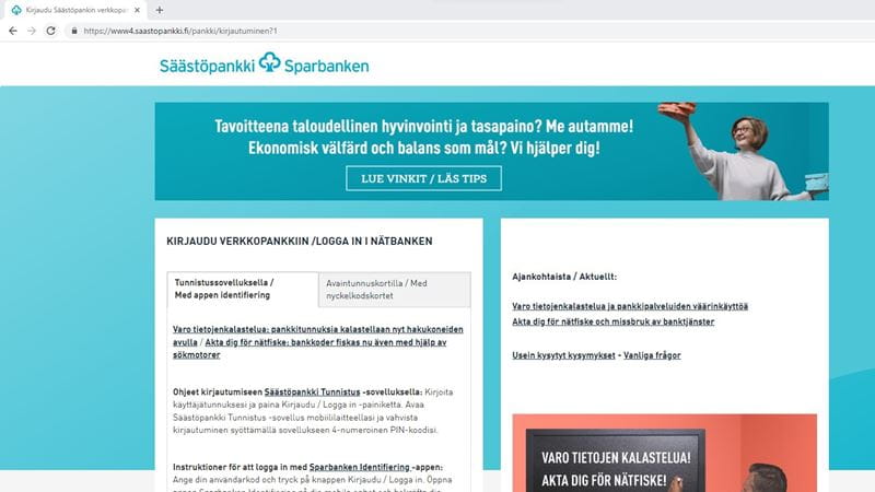 En bild om Sparbankens webbank login.