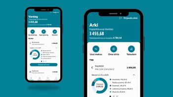 Säästöpankki Mobiilin Arki-näkymä suomeksi ja ruotsiksi.