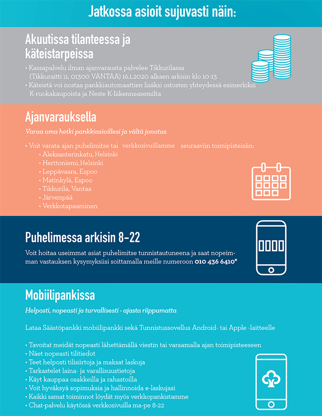 Muutoksia Nooa Säästöpankin palveluissa tammikuussa 2020